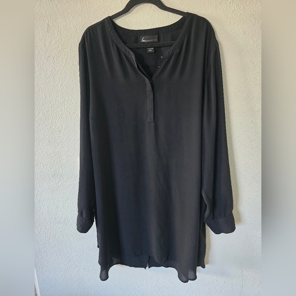 LANE BRYANT Pop Over Tunic Women Sz 26/28 Black Layered Back Flowy Witchy - Picture 3 of 10